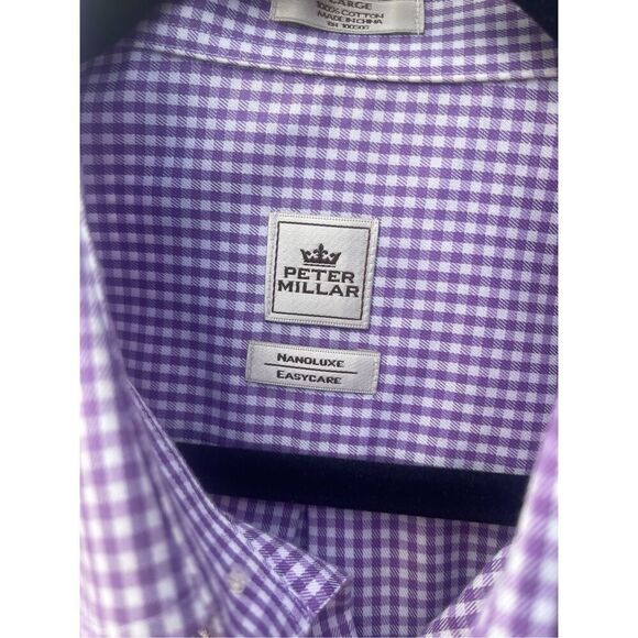 Men’s Peter Millar Purple Check Long Sleeve Button Down Shirt Size Large - Picture 5 of 5